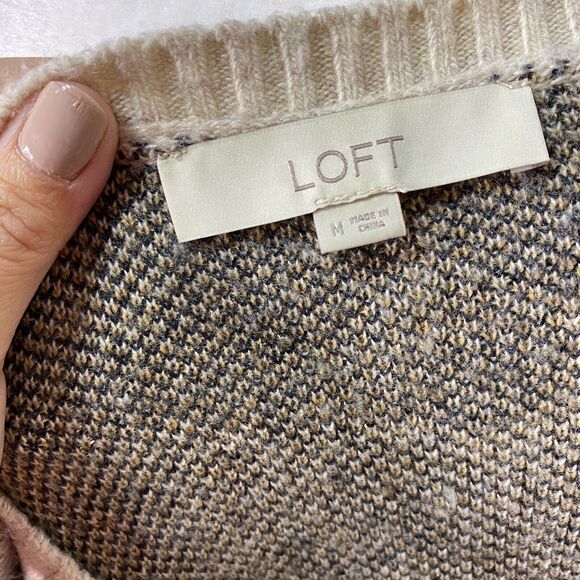 LOFT Womens Size Medium Leopard Print Sweater Wool Blend Pullover Brown Tan - Picture 4 of 4
